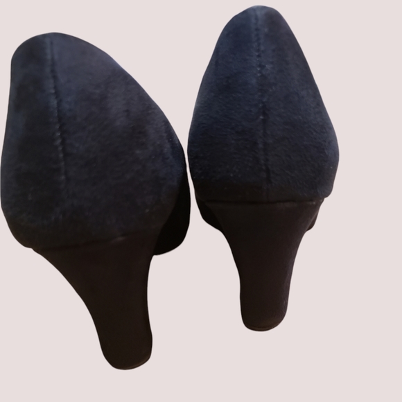 Dexter Black Suede Type Wedge Heels - Picture 6 of 6